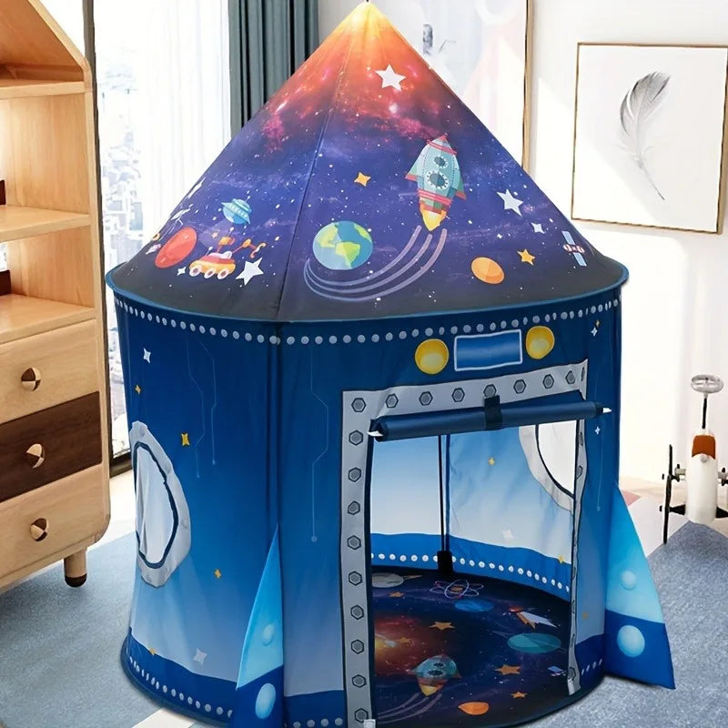 Kids Space Rocket Play Tent with Star Lights – Boys & Girls Kids Play Tent PLUSH