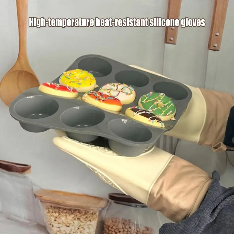 Silicone Oven Gloves Non-Slip Heat Resistant Kitchen Mitts Silicone Oven Mitts PLUSH