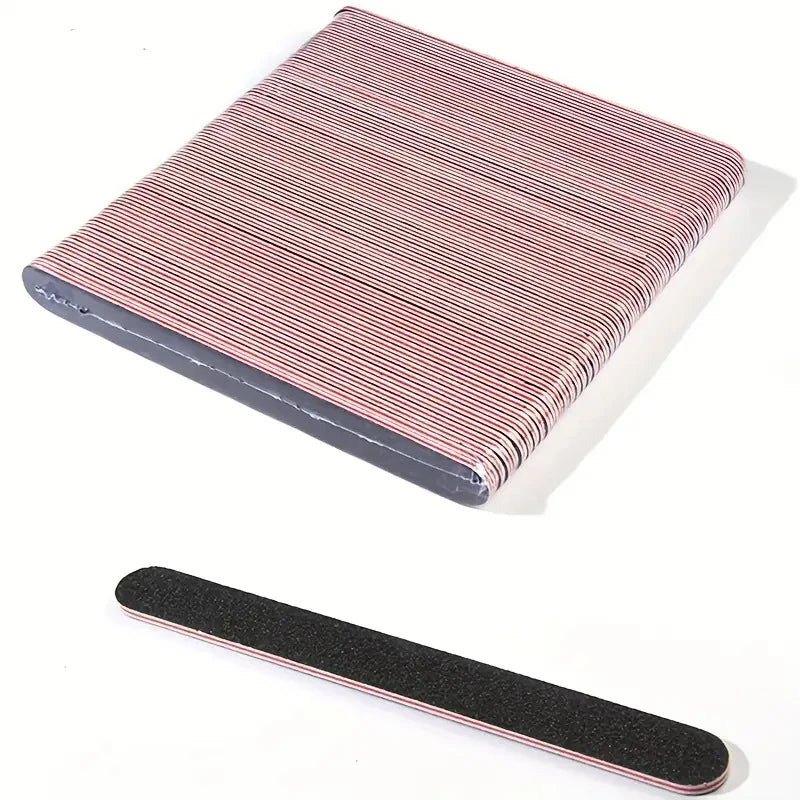 10pcs Double-Sided Nail File Set – Washable Black Sandpaper Nail File Set PLUSH