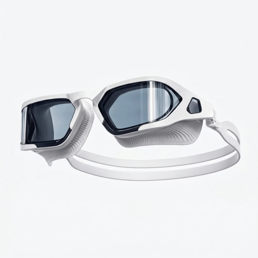 HD Anti-Fog Swimming Goggles UV Protection Silicone Seal Swimming Goggles PLUSH White