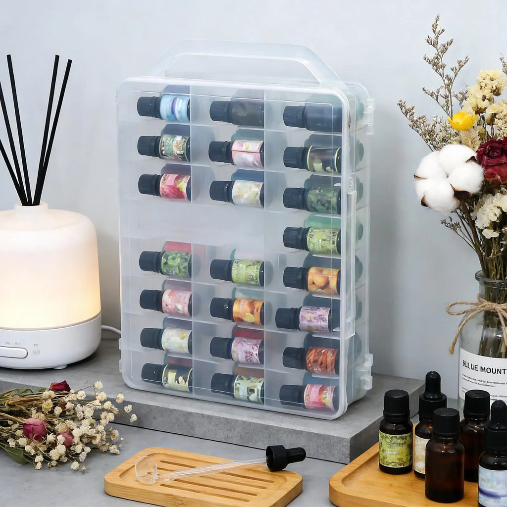 Clear 46-Compartment Double-Sided Storage Box with Handle & Lid Storage Organizer Box PLUSH