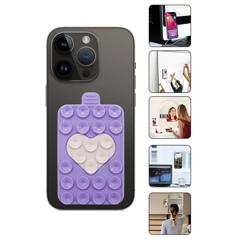 Heart Silicone Suction Cup Phone Holder – Wall & Desk Stand Phone Suction Stand PLUSH