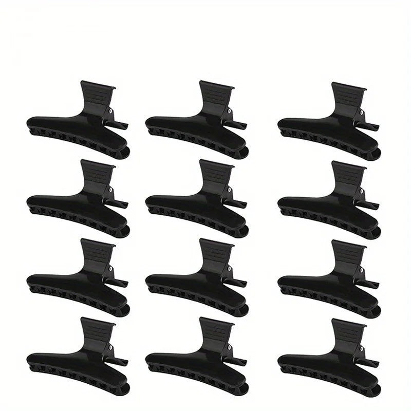 12-Pack Butterfly Hair Claw Clips – Salon Sectioning Tool Hair Sectioning Clips PLUSH 12pcs-Black