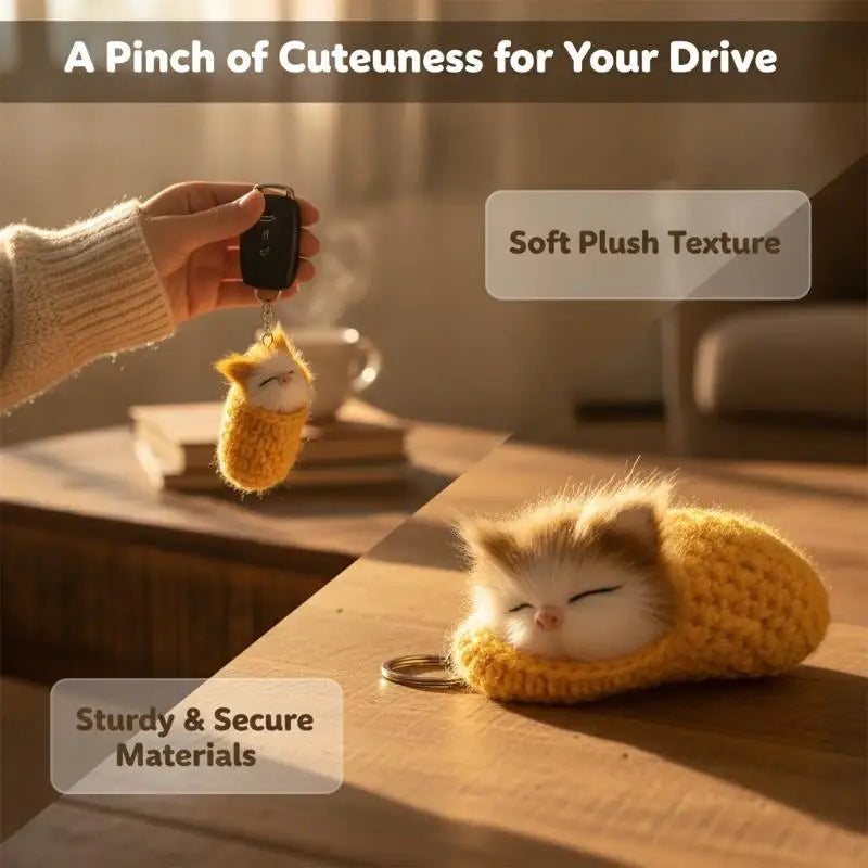 Cute Mini Plush Cat Keychain with Sound – Cat Lover Gift Plush Keychain PLUSH