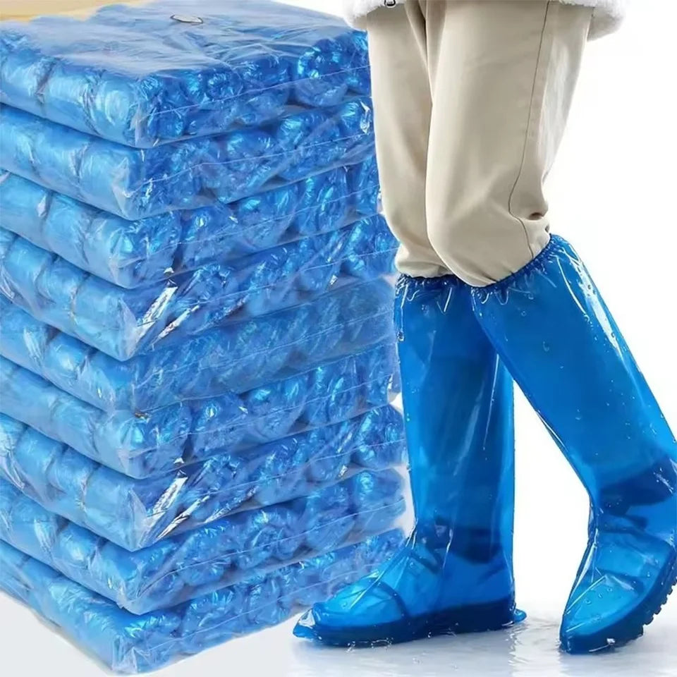 Long Disposable Waterproof Shoe Covers – Non-Slip Rain Boot Disposable Shoe Covers PLUSH