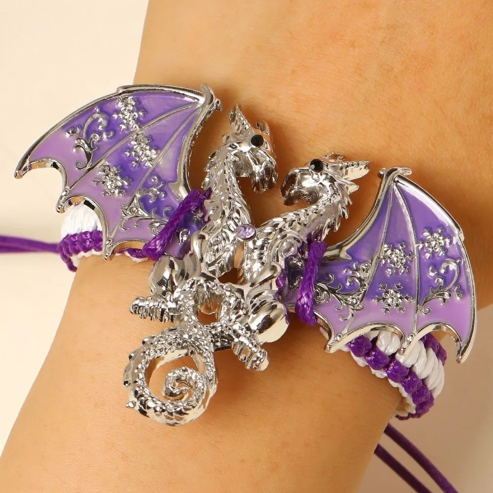 Dragon Braided Rope Bracelet – Adjustable Punk Woven Wristband Fashion Bracelet PLUSH Style K
