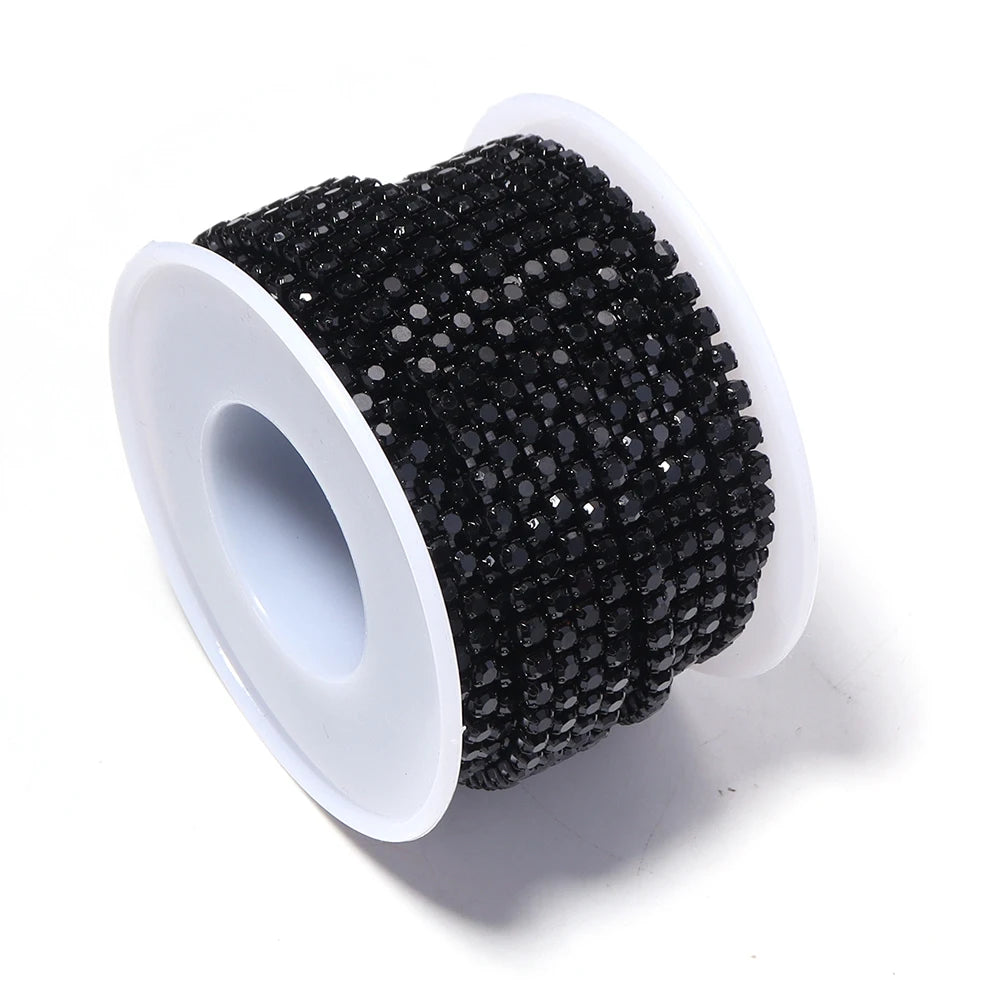 10 Yards Black Rhinestone Claw Chain 2–3.5mm | DIY Jewelry Rhinestone Chain PLUSH 3mm
