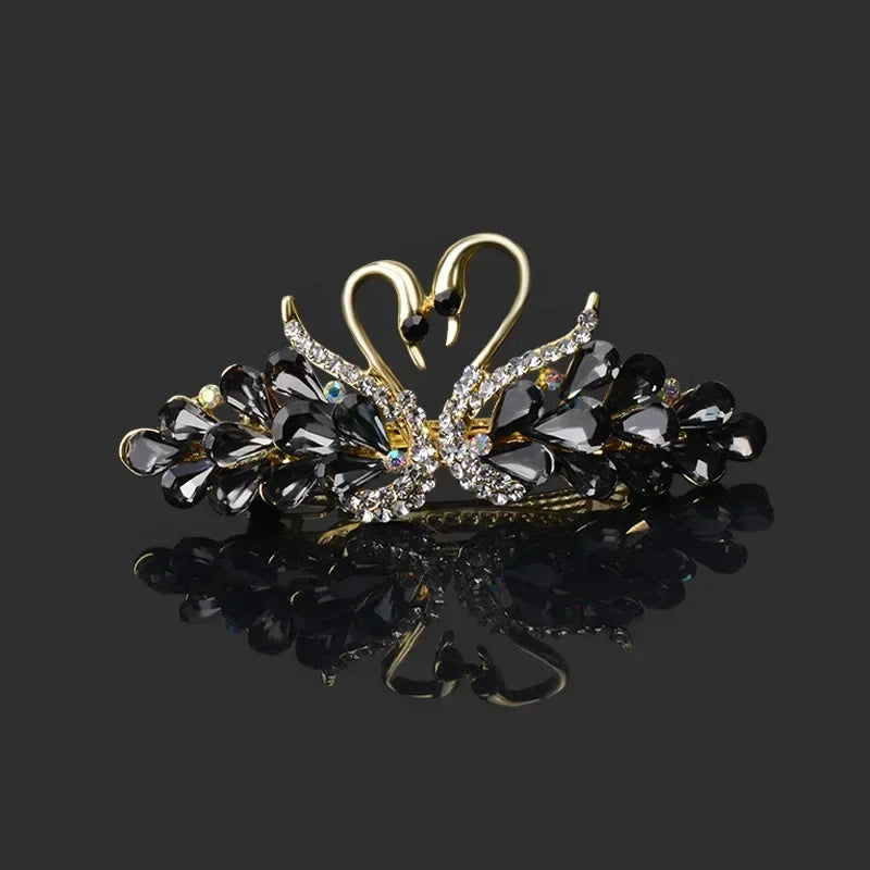 Swan Rhinestone Hair Clips – Colorful Barrettes for Women Rhinestone Hair Clip PLUSH No.1