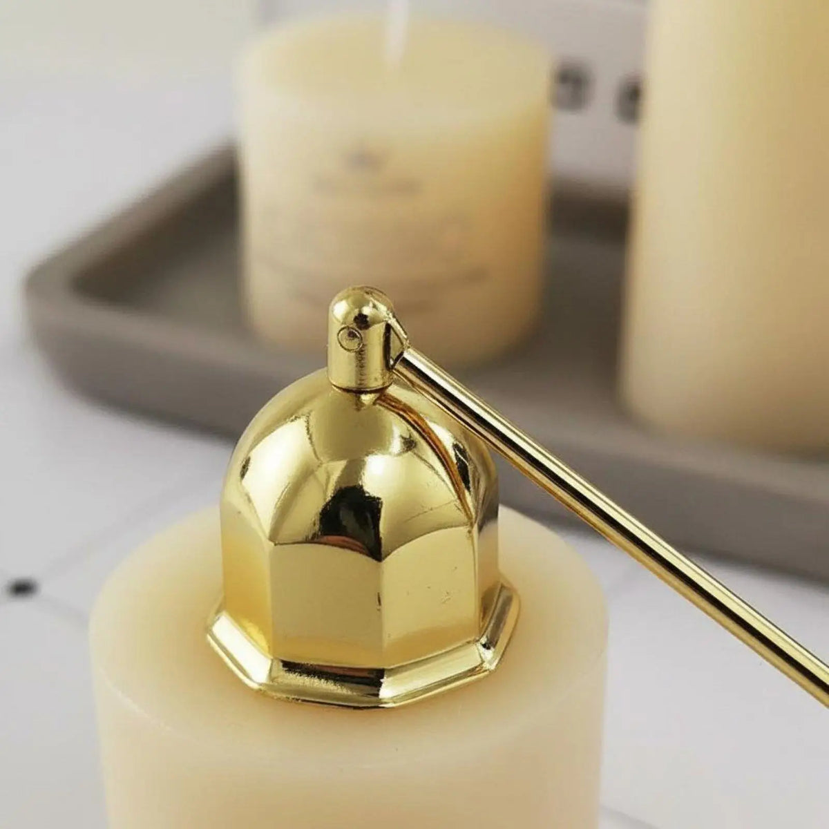 Octagonal Bell Candle Snuffer – Stainless Steel Elegant Home Decor Candle Snuffer PLUSH GunGray