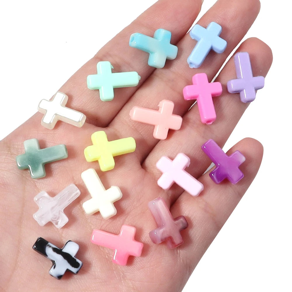 100pcs Cross Acrylic Spacer Beads 12x15.5mm – DIY Jewelry Making Acrylic Spacer Beads PLUSH