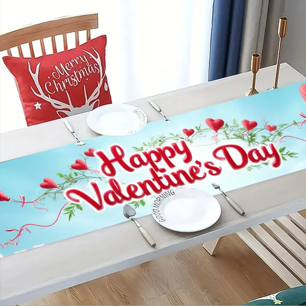 Valentine's Day Table Runner – Heart Balloon Print | 3 Sizes Holiday Table Runner PLUSH