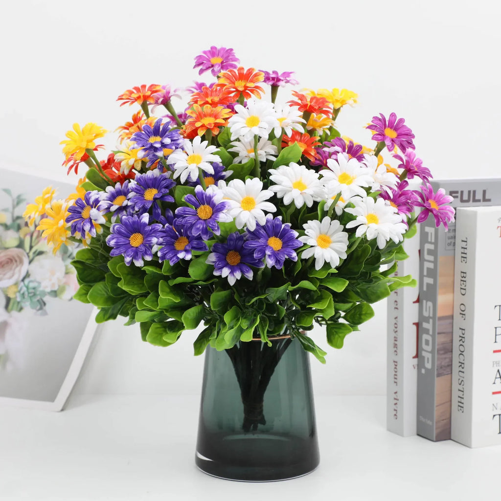 UV Resistant Outdoor Fake Daisy Flowers – Farmhouse Decor Artificial Fake Flowers PLUSH