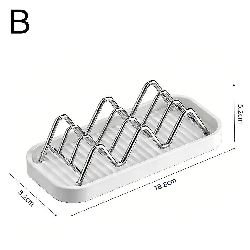Stainless Steel Soap Rack with Drainage Tray | Bathroom Organizer Soap Rack & Tray PLUSH B