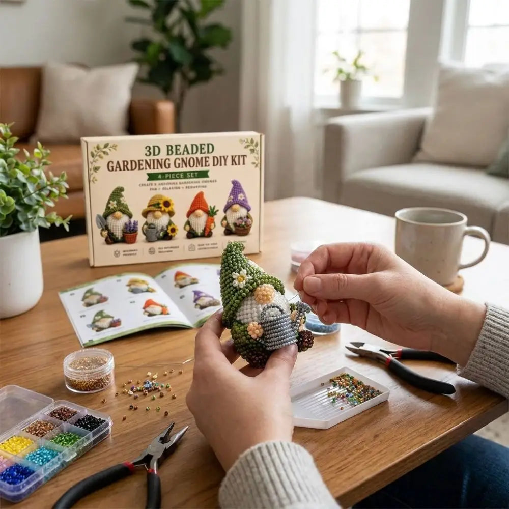 3D Beaded DIY Craft Kit – Gnome & Animal Ornaments DIY Bead Craft Kit PLUSH