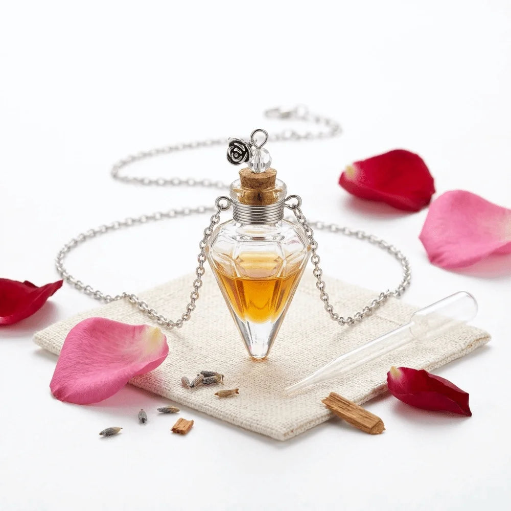 Openable Glaze Vial Pendant Necklace – Heart & Water Drop Vial Pendant Necklace PLUSH