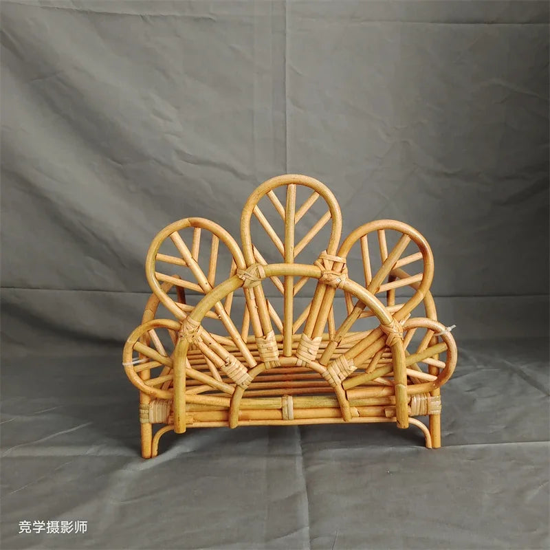 Newborn Photography Prop Retro Rattan Basket Chair 0–6M Newborn Photo Prop PLUSH