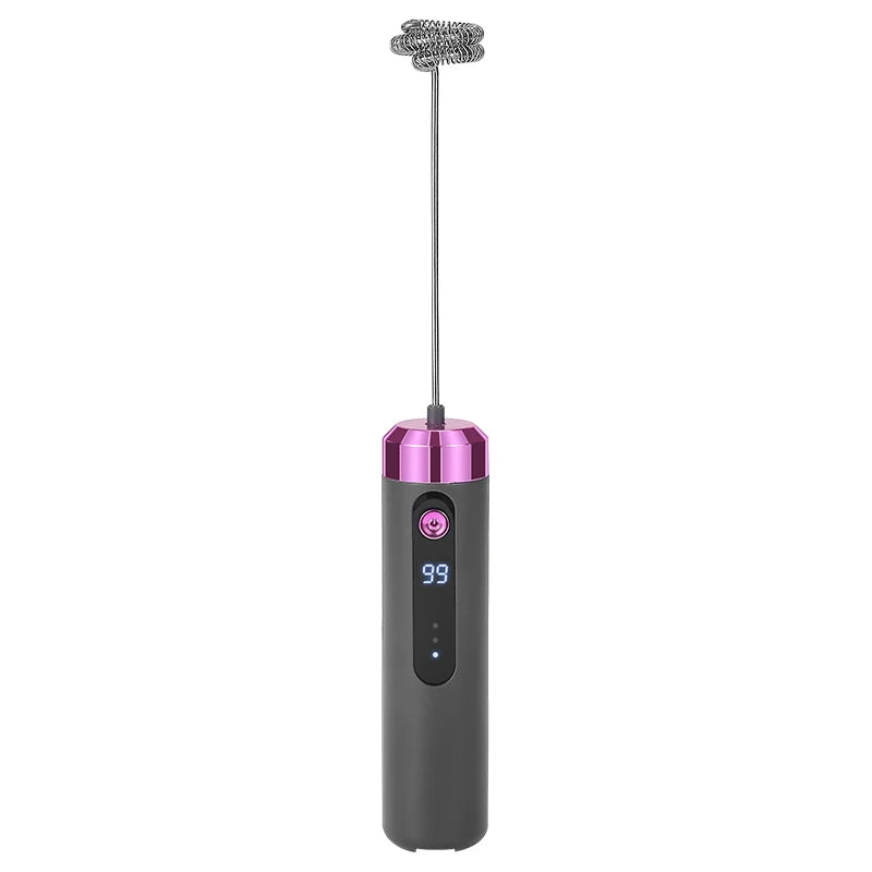 Handheld Mini Electric Milk Frother – USB Rechargeable, 3 Speeds Milk Frother PLUSH black