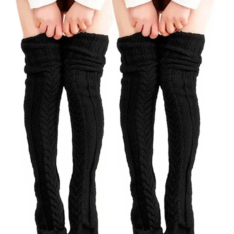 Women's Thigh-High Knit Stockings – Cozy Acrylic Long Socks Thigh-High Stockings PLUSH