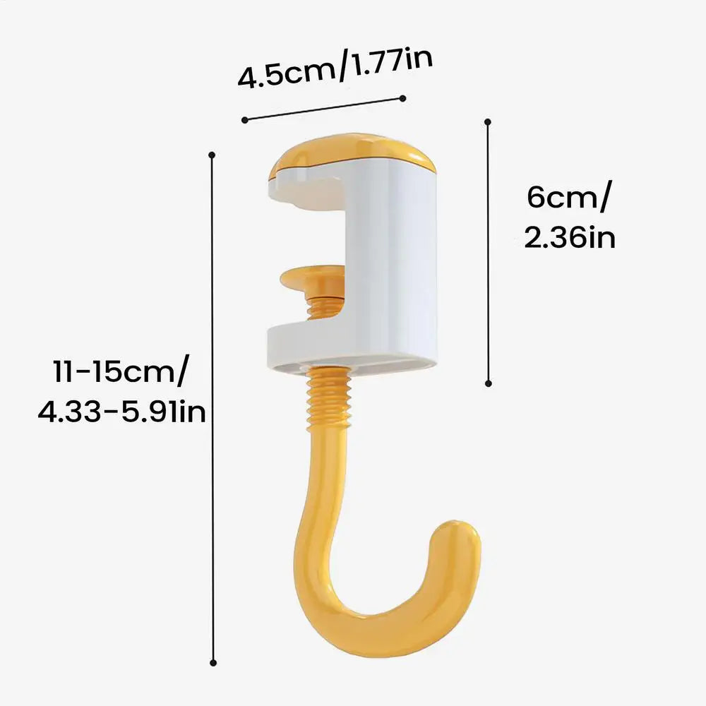 Portable Clamp-On Table Hook – Purse & Bag Hanger Organizer Table Bag Hook PLUSH Yellow 1PC