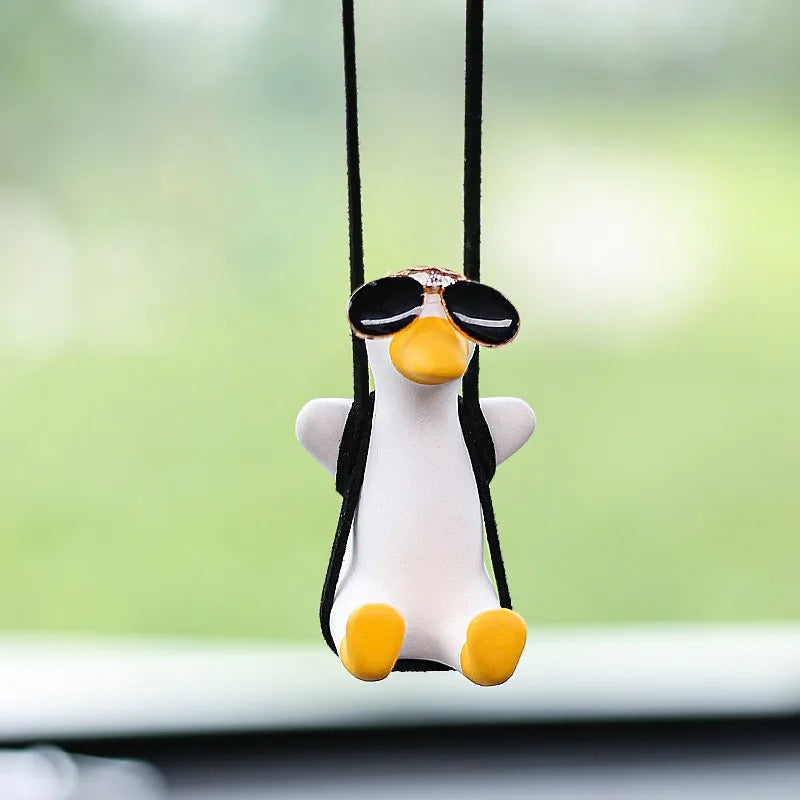 Swinging Duck Car Pendant – Rearview Mirror Ornament Car Mirror Ornament PLUSH Duck2
