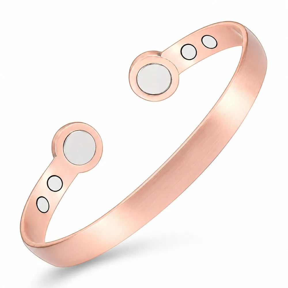 Retro Magnetic Cuff Bracelet & Ring Set – Unisex Alloy Bangle Cuff Bracelet Set PLUSH Rose Gold Bangles