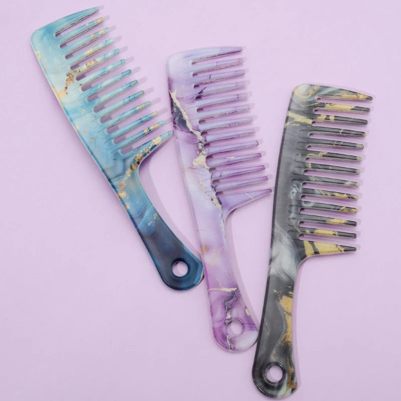Extra Large Wide Tooth Detangling Comb – Marble Pattern Wide Tooth Comb PLUSH