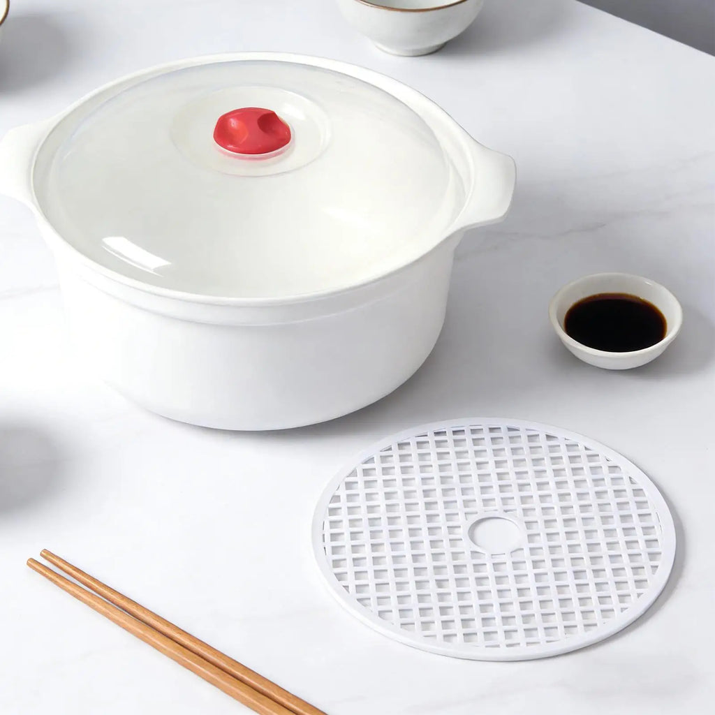 Large Capacity Microwave Steamer Box with Rack – Food Grade PP Microwave Steamer PLUSH