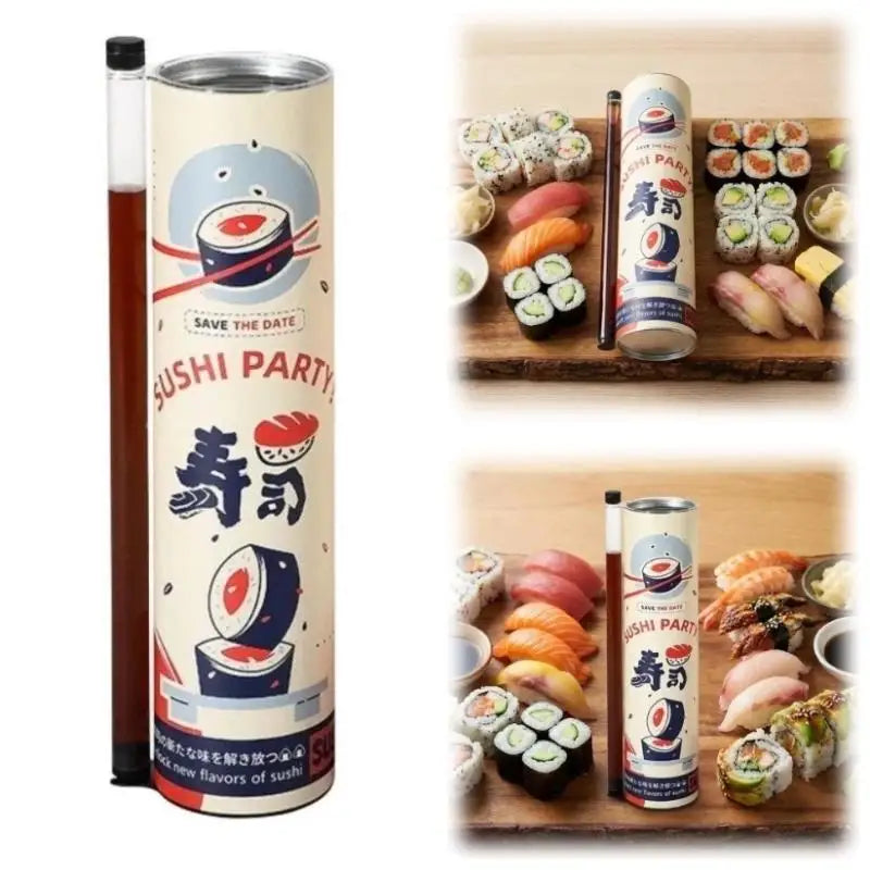 Sushi Push Box 3-Pack | Food Grade Paper Mold with Sauce Straw Sushi Mold Kit PLUSH
