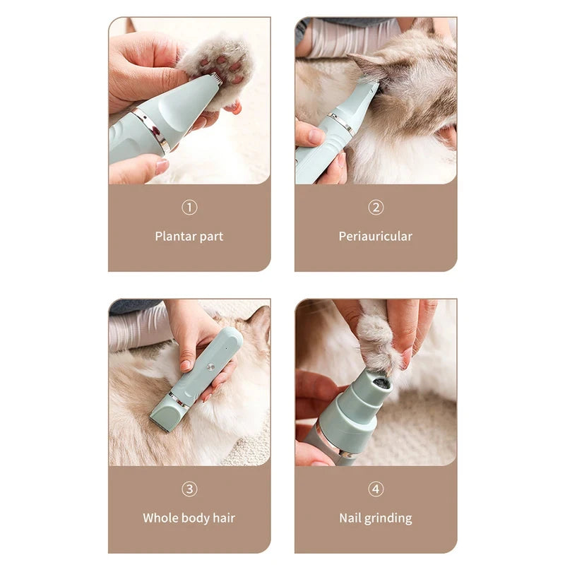 4-in-1 USB Rechargeable Electric Pet Hair Clipper & Trimmer Pet Hair Clipper PLUSH