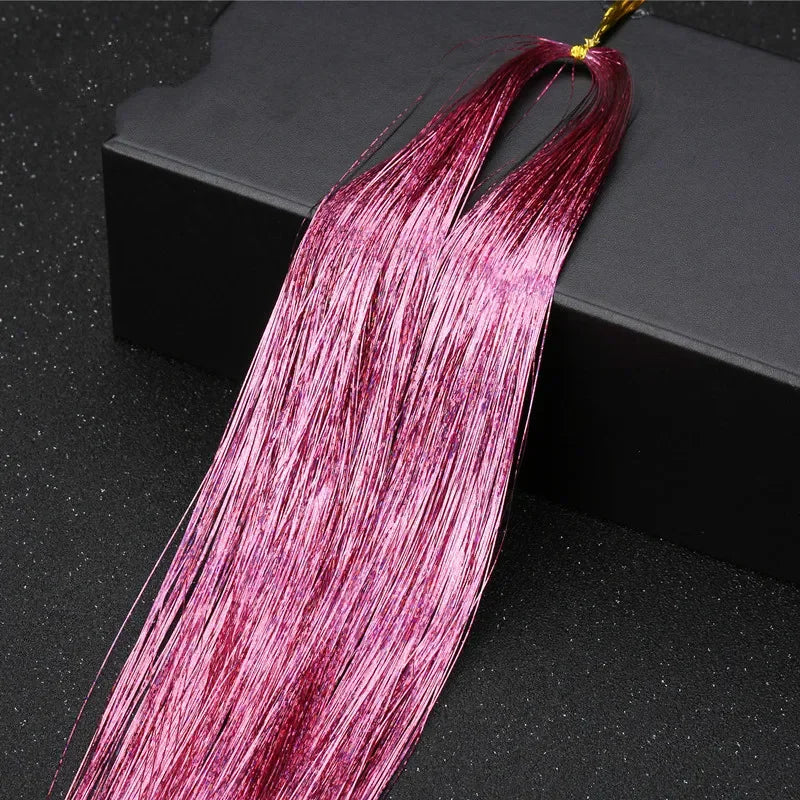Sparkle Hair Tinsel Extensions 100cm – Colorful Braiding Dazzles Hair Tinsel Extension PLUSH NO.2