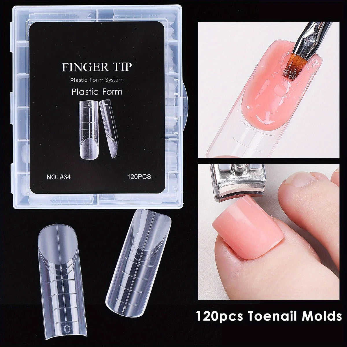120pcs Reusable Toenail Extension Mold Kit – Full Cover DIY Toenail Extension Molds PLUSH