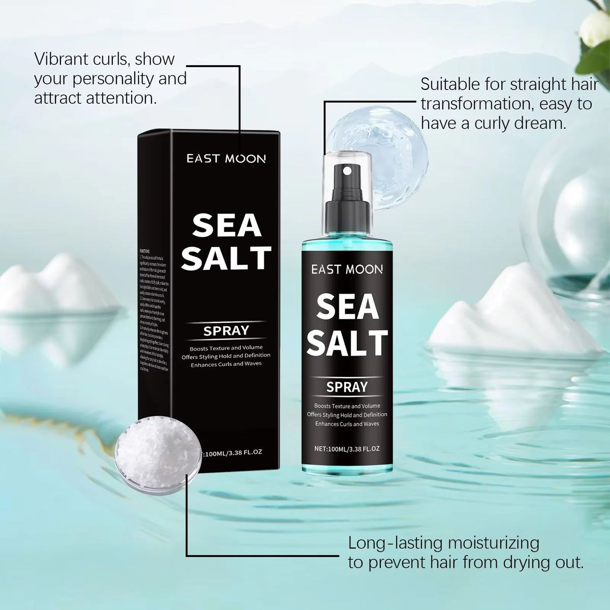 Sea Salt Hair Spray – Volumizing, Thickening & Strong Hold Hair Styling Spray PLUSH