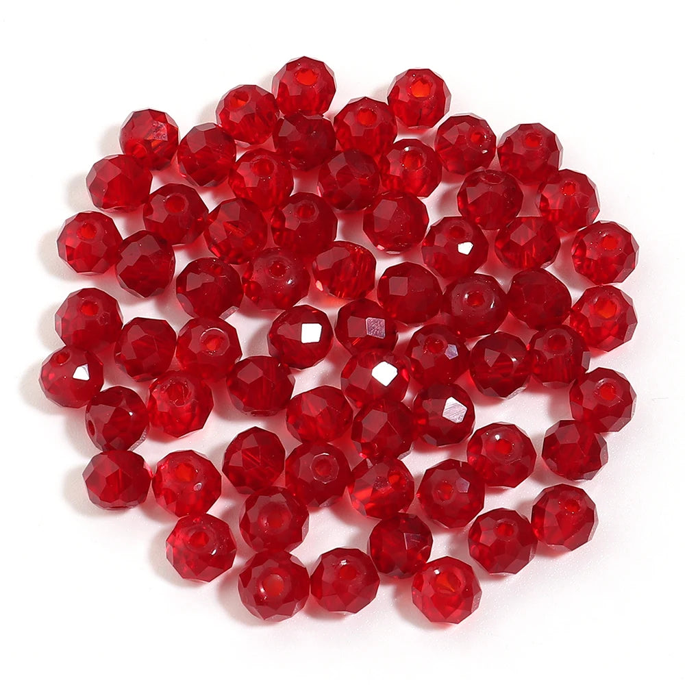 Red Faceted Glass Rondelle Spacer Beads 50-200pcs | DIY Jewelry Glass Spacer Beads PLUSH 6x4mm 150pcs