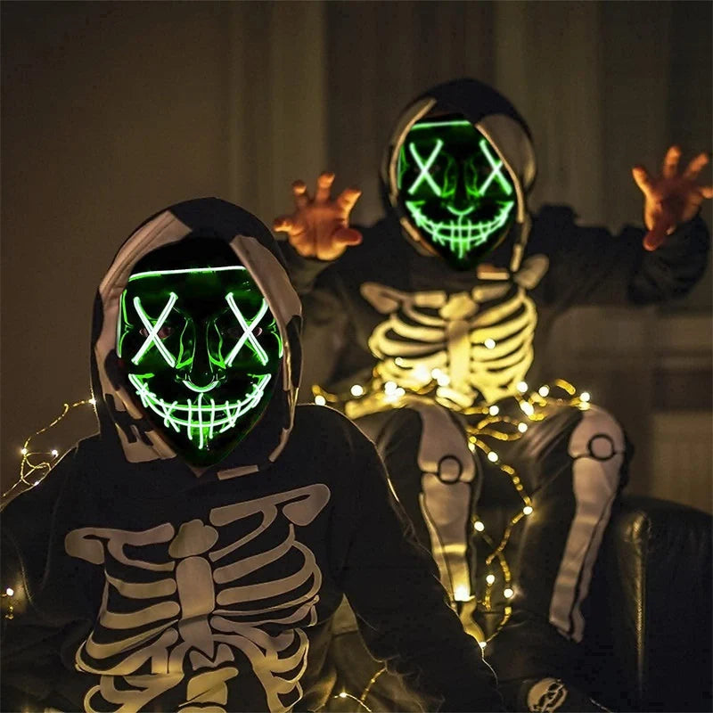 Horror LED Glowing Mask – Halloween Scary Light-Up Cosplay LED Costume Mask PLUSH
