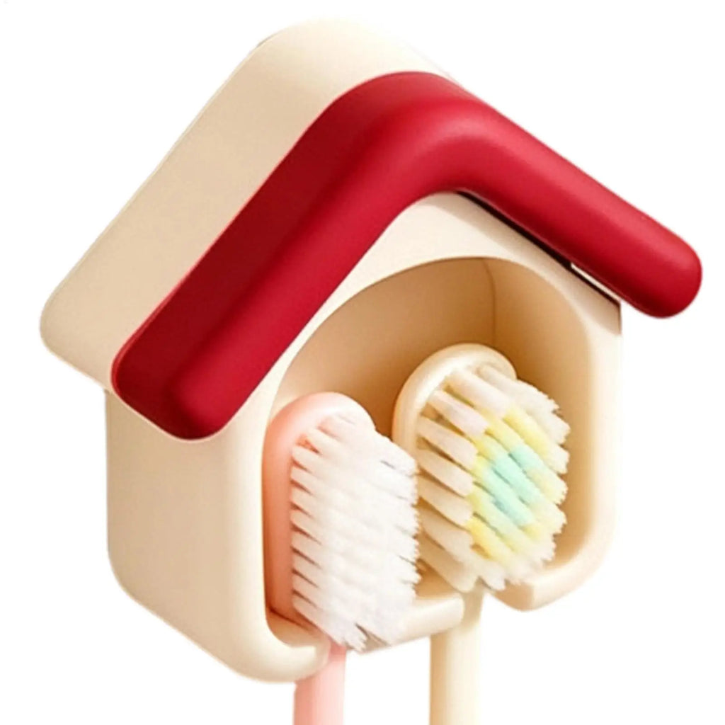 House Shape Wall Mount Toothbrush Holder – 2 Slot Bathroom Toothbrush Holder PLUSH
