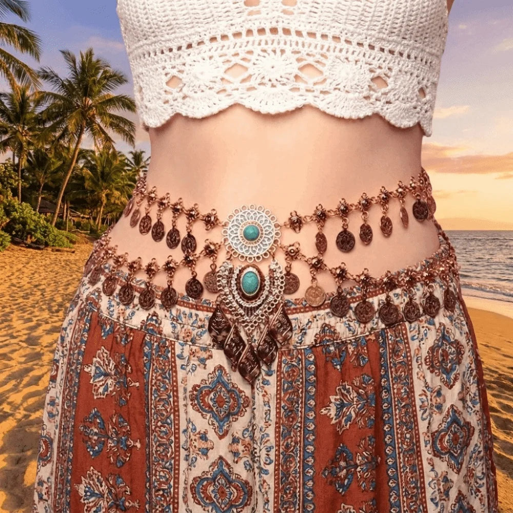 Double-Layer Gold Tassel Waist Chain – Belly Dance Body Jewelry Body Chain PLUSH