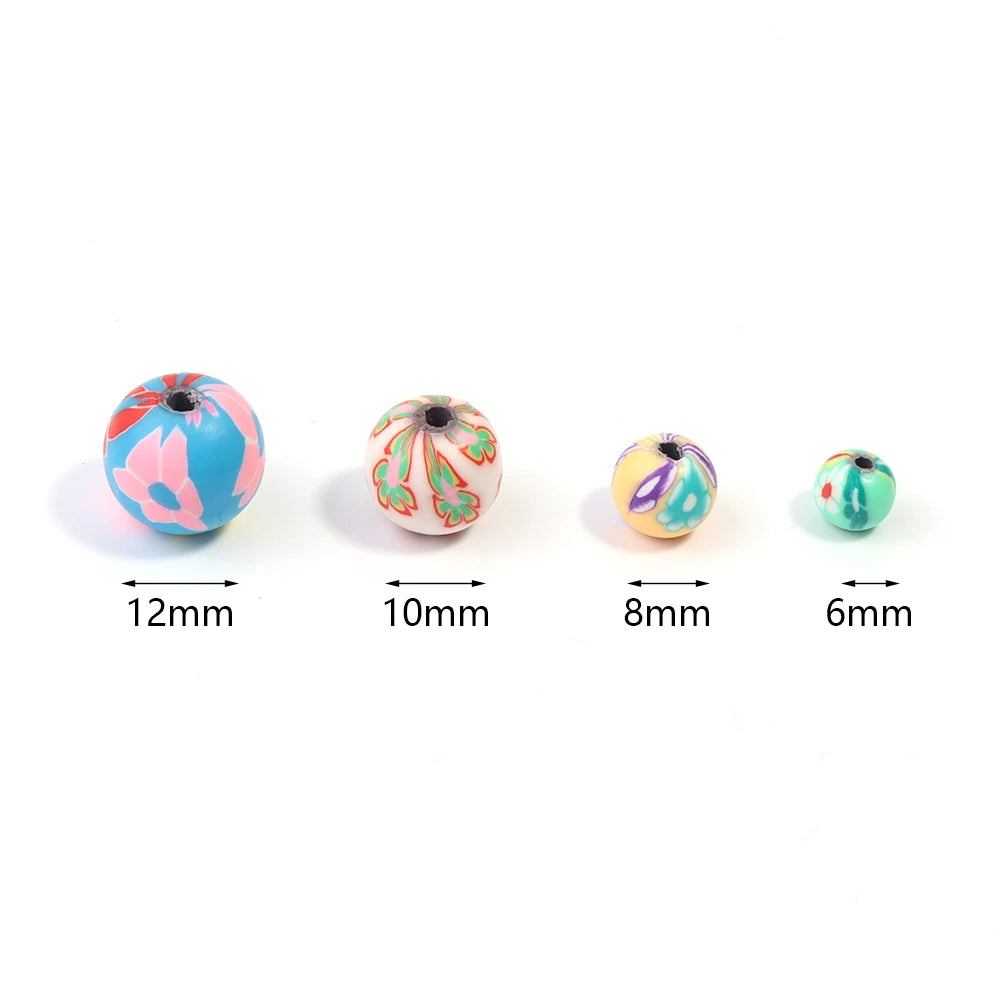 50pcs Polymer Clay Flower Round Spacer Beads – DIY Jewelry Clay Spacer Beads PLUSH