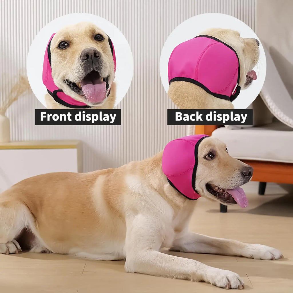 Adjustable Dog Earmuffs – Calming Noise Reducing Head Wrap Dog Ear Protection PLUSH
