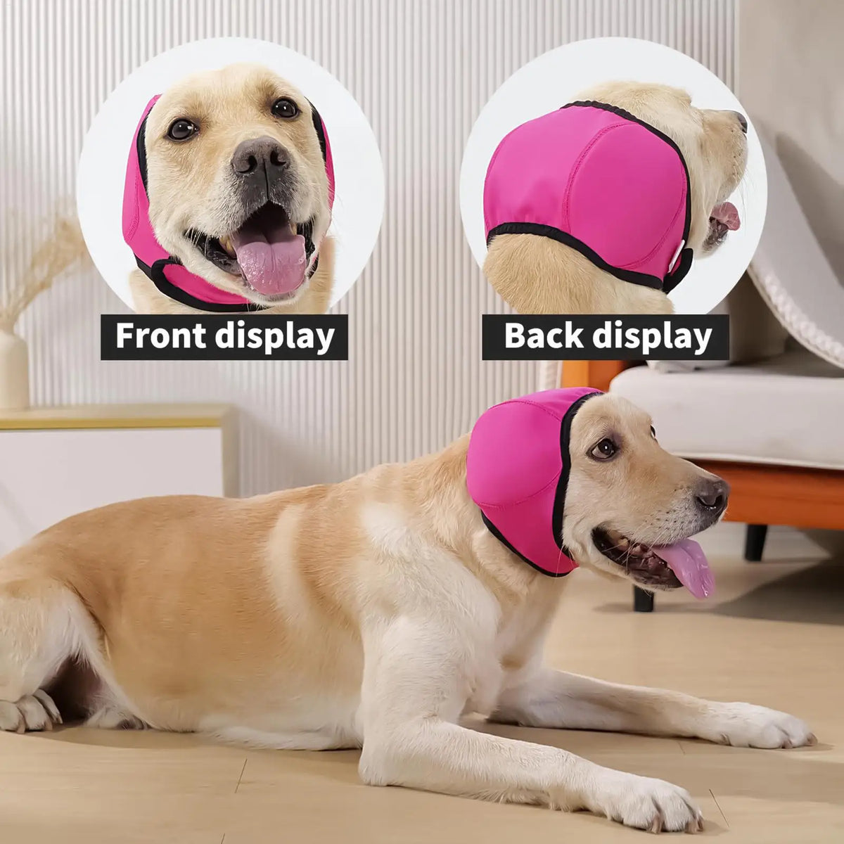 Adjustable Dog Earmuffs – Calming Noise Reducing Head Wrap Dog Ear Protection PLUSH