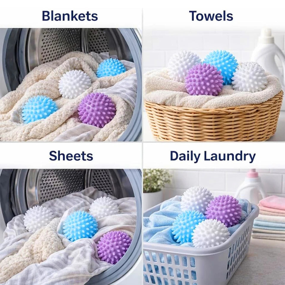6-Pack Reusable TPR Laundry Balls – Anti-Tangle & Hair Remover Laundry Washing Balls PLUSH