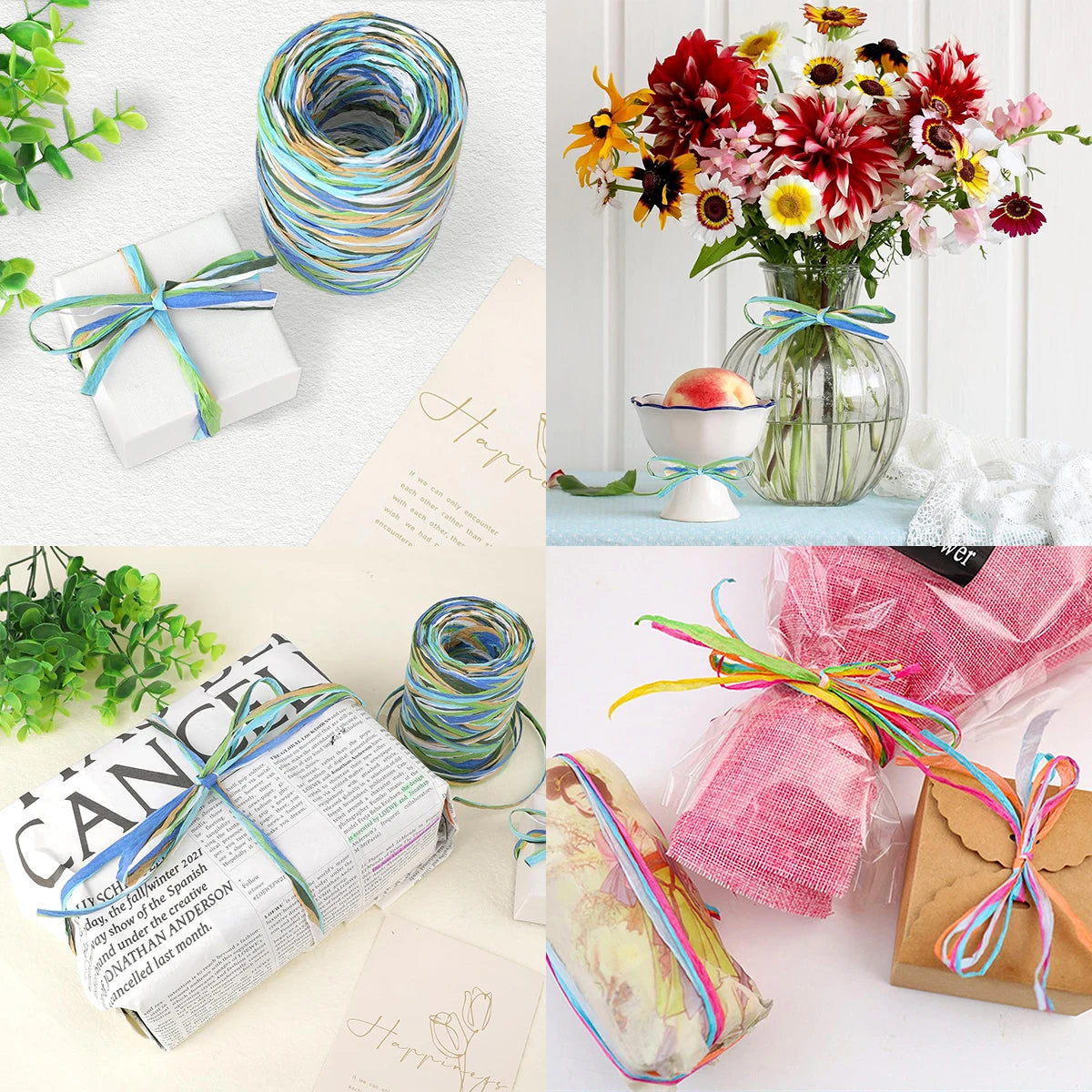 Colorful Raffia Paper Braided Cord 80-200m – DIY Craft Yarn Craft Braided Cord PLUSH