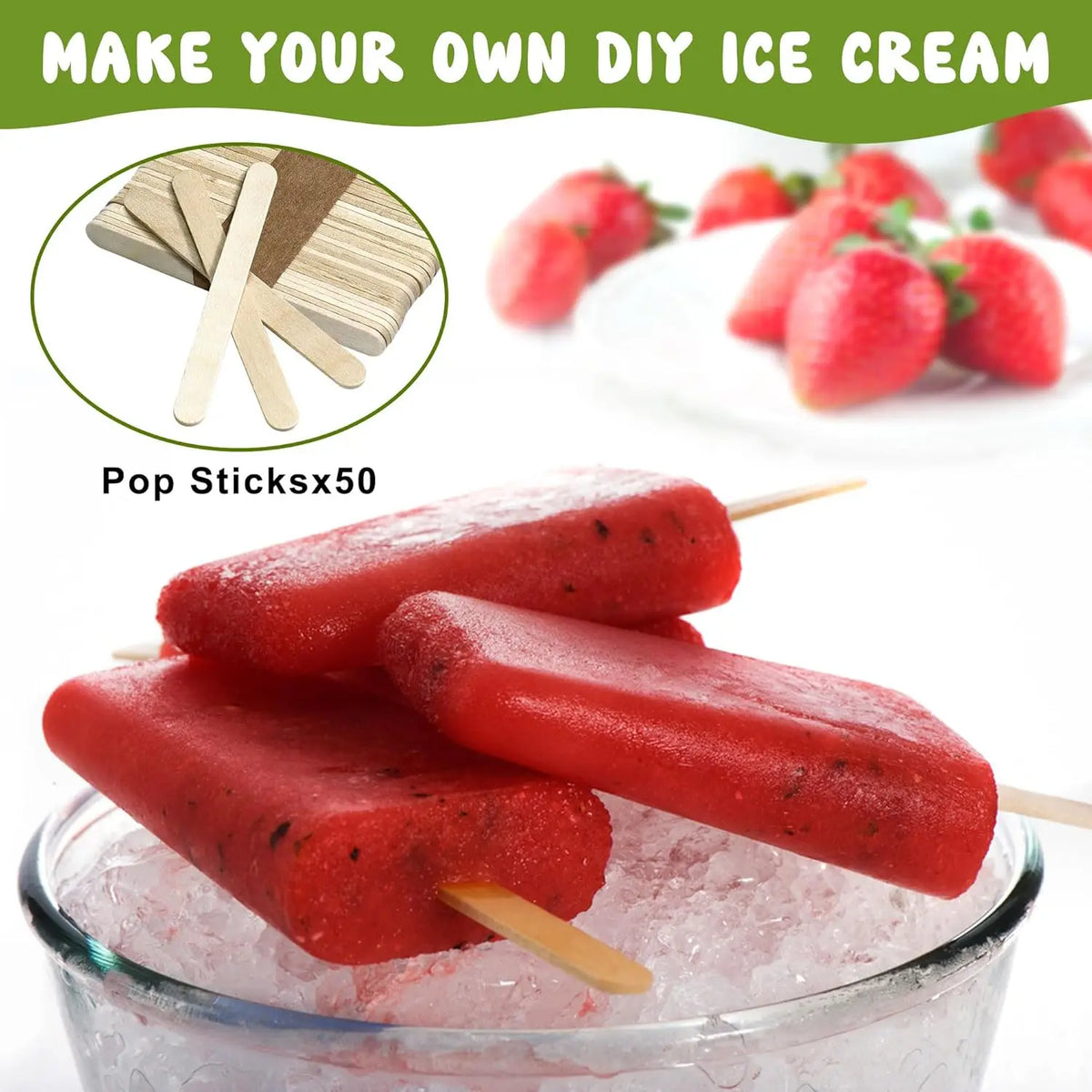10-Cavity Silicone Popsicle Molds with 50 Sticks – Easy Release Popsicle Mold Set PLUSH