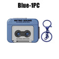 Mini Retro Cassette Recorder Keychain – Voice Recording Gift Novelty Keychain PLUSH Blue-1PC