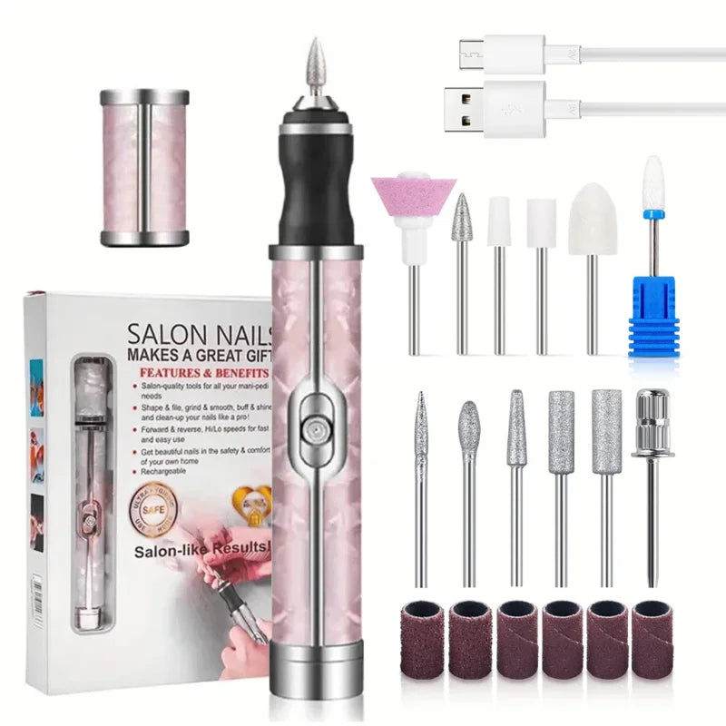 Electric Nail Drill Machine – Rechargeable Manicure Kit 20000RPM Electric Nail Drill PLUSH