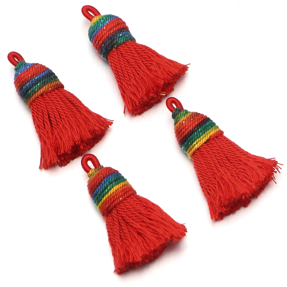 4pcs Gradient Glitter Mini Tassel Charms – DIY Jewelry Making Tassel Charms PLUSH Red