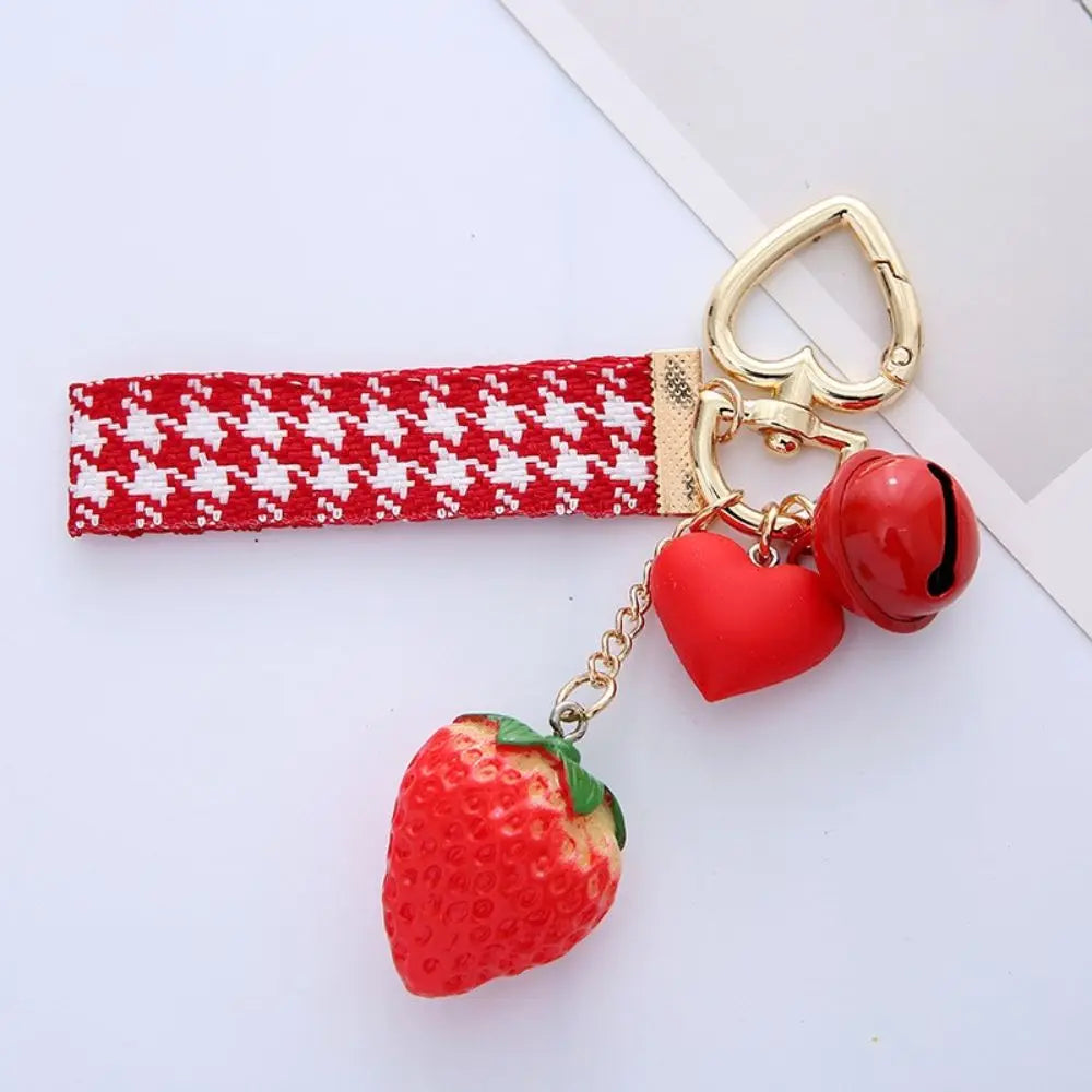 Strawberry Heart Keychain – Cute Red Fruit Key Charm & Bag Pendant Fashion Keychain PLUSH A