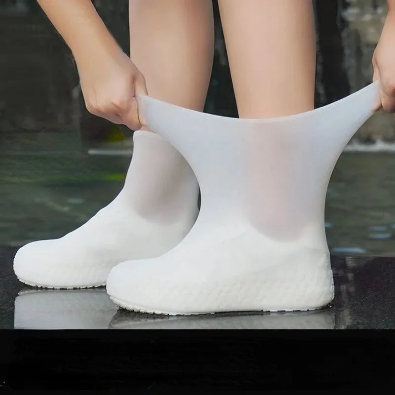 Silicone Waterproof Shoe Covers – Non-Slip Reusable Rain Overshoes Rain Shoe Covers PLUSH White M 34-39