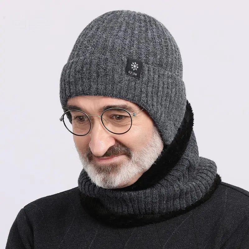 Men's Thick Knit Beanie with Earflaps – Warm Winter Hat Knit Winter Beanie PLUSH