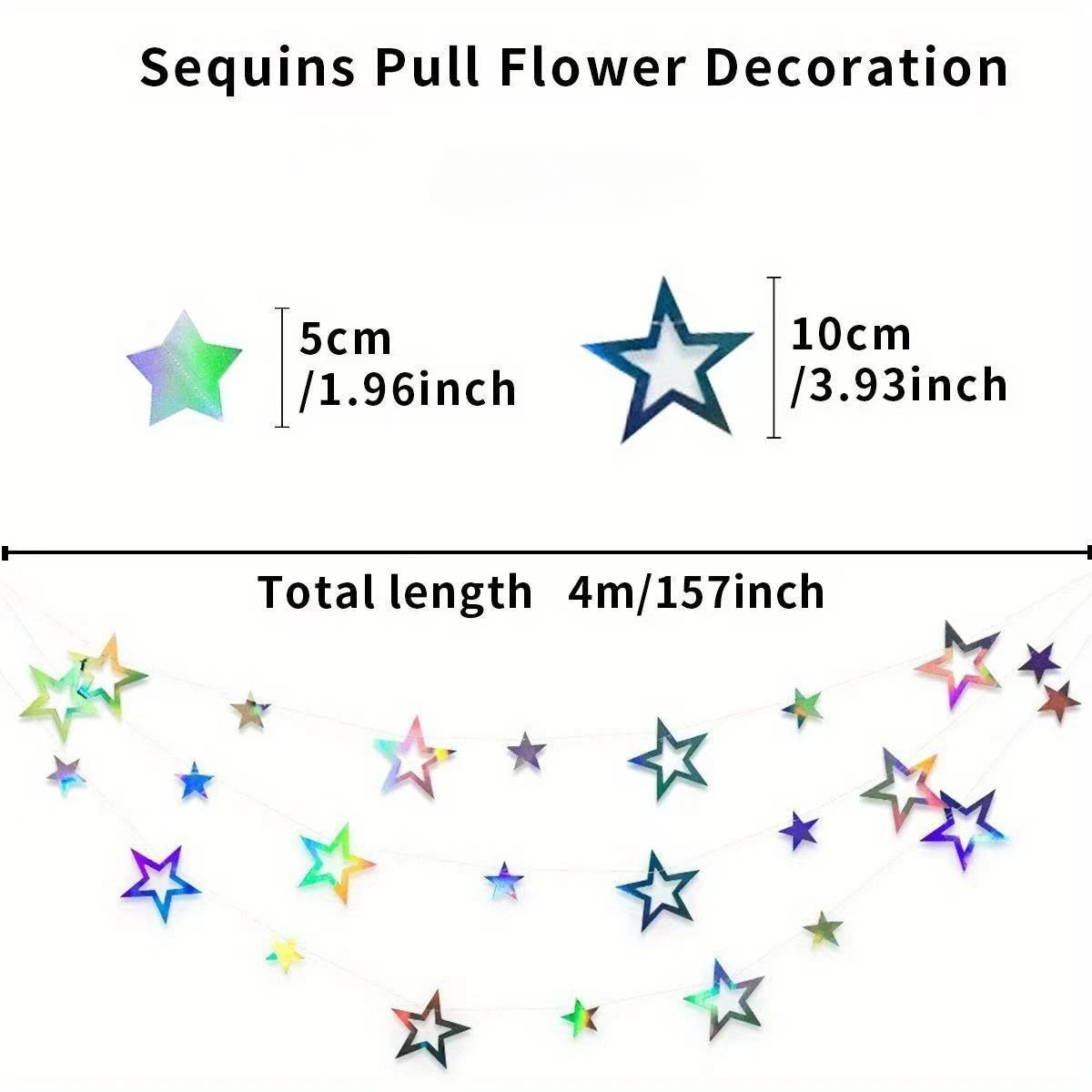 Silver Holographic Star Tinsel Garland – Party & Wedding Decor Party Tinsel Garland PLUSH