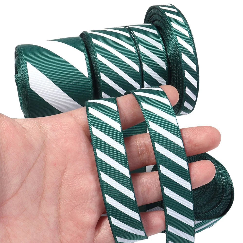 Green White Stripe Christmas Ribbon 5–10 Yds | DIY Craft Craft Ribbon PLUSH